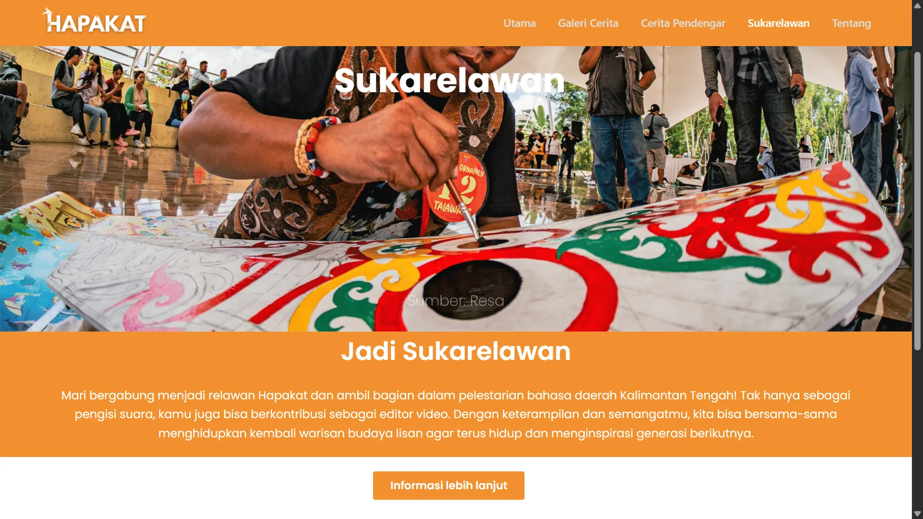 Tangkapan layar lama Hapakat: Sukarelawan